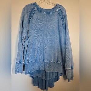 Diesel Washed Light Blue Layered Hem Sweatshirt,  F Roxxy B1 Marbled Effect